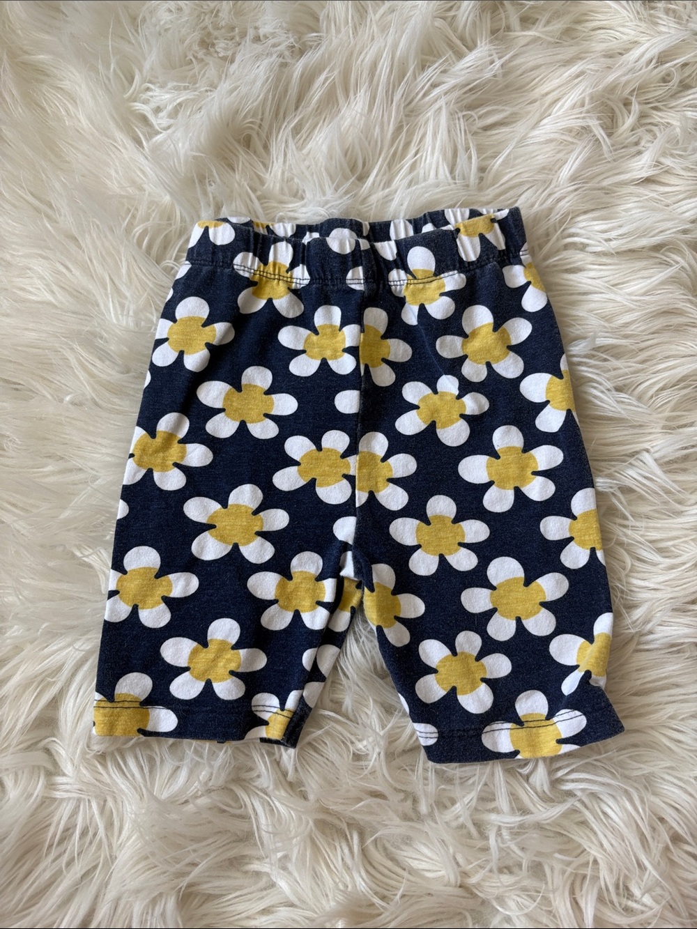 Disney Navy Shorts with White and Yellow Daisy Print
